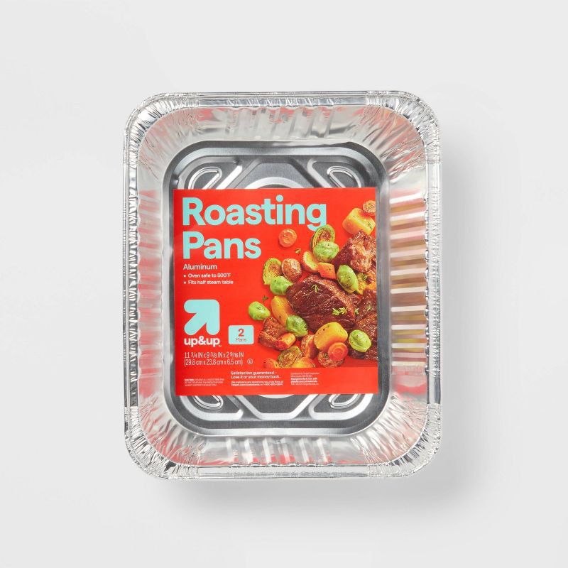 slide 1 of 3, Aluminum Roasting Pan - 2ct - up&up™, 2 ct