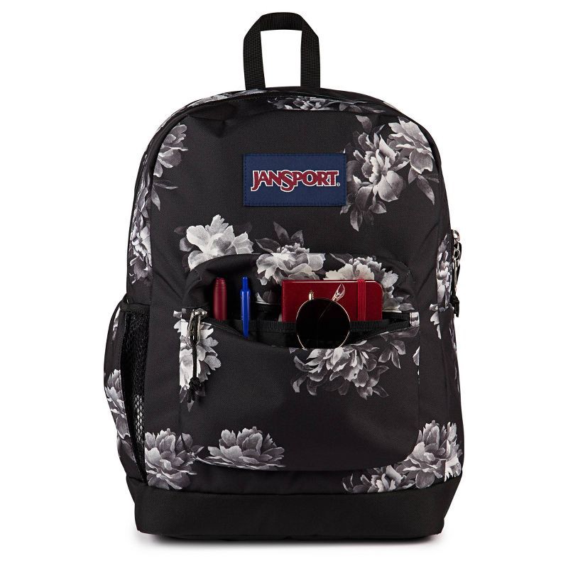 slide 5 of 8, JanSport Cross Town Plus Remix 17.5'' Backpack - Black: Recycled Polyester, High School, 1 ct