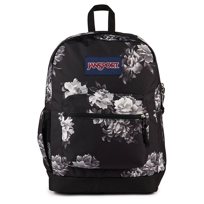 slide 1 of 8, JanSport Cross Town Plus Remix 17.5'' Backpack - Black: Recycled Polyester, High School, 1 ct