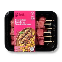 Fresh Beef Sirloin Kabobs on Wooden Skewers 12oz/6ct - Good & Gather™