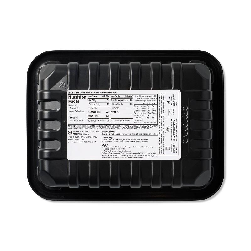 slide 2 of 4, Lemon Garlic Pepper Chicken Breast Cutlet - 16oz/4ct - Good & Gather™, 4 ct; 16 oz