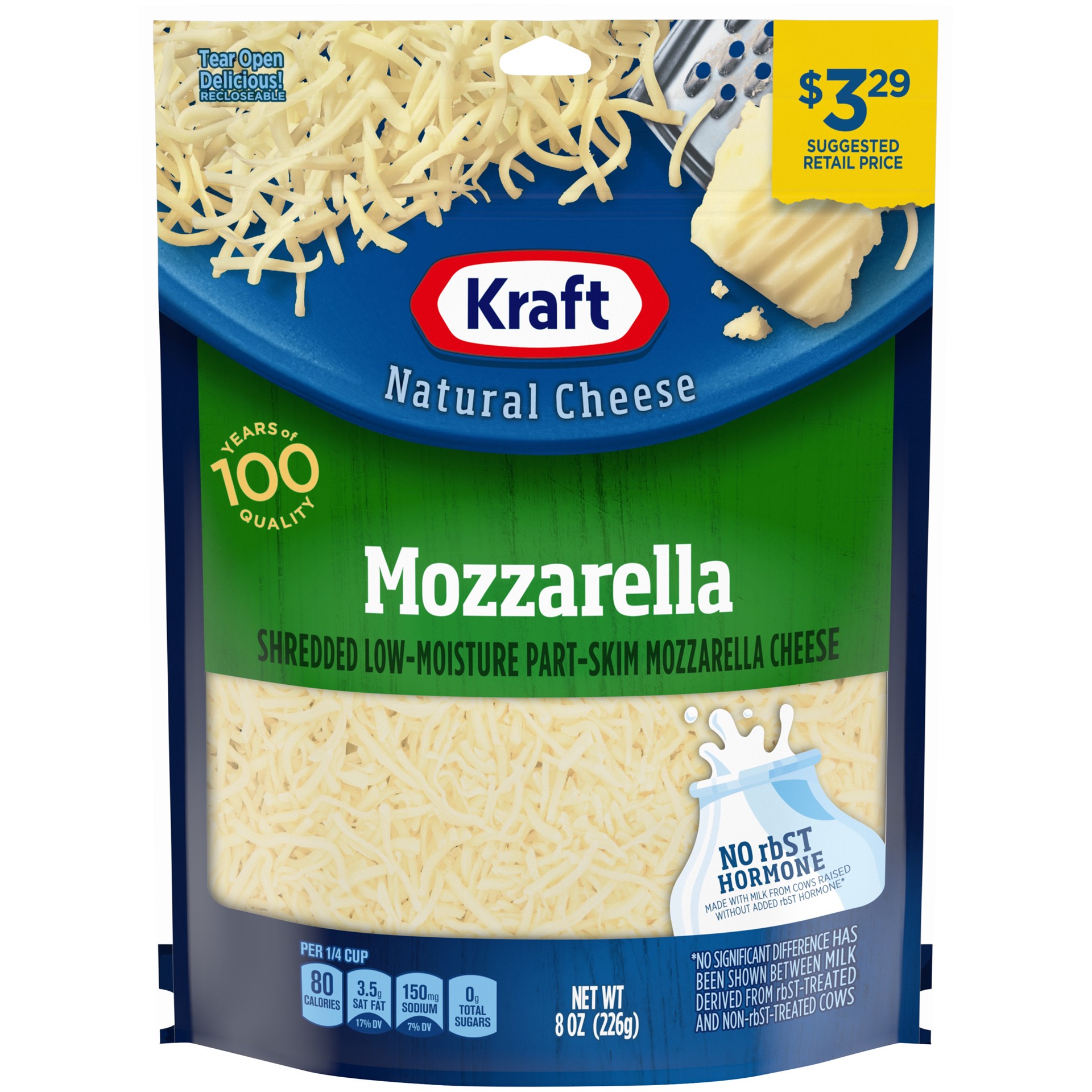 slide 1 of 5, Kraft Mozzarella Shredded Cheese, 8 oz Bag, 8 oz