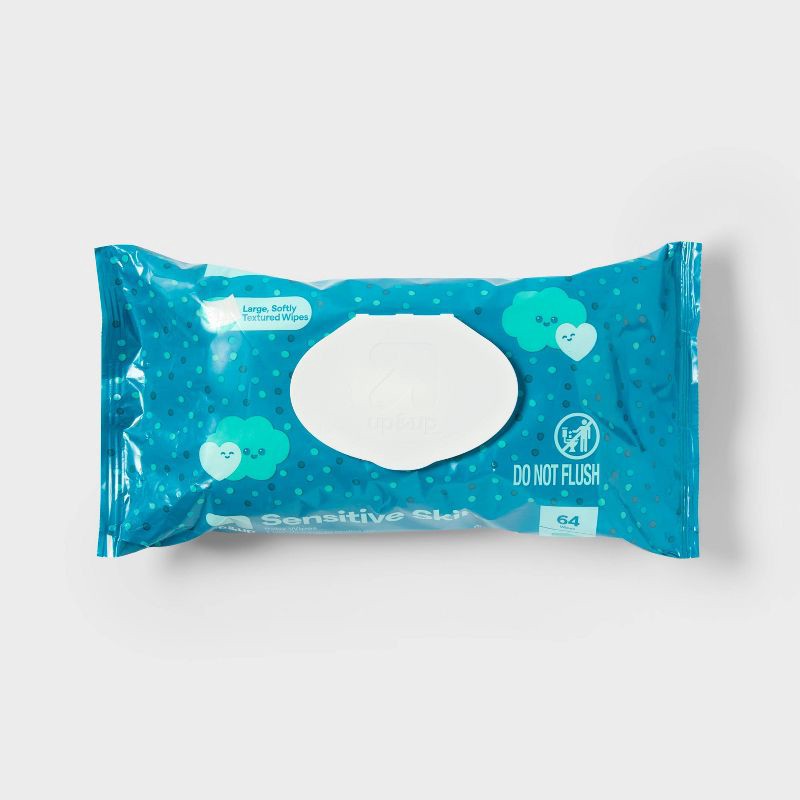 slide 1 of 6, Sensitive Baby Wipes - 64ct - up&up™, 64 ct