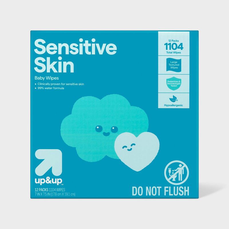 slide 1 of 7, Sensitive Baby Wipes - 12pk/1104ct - up&up™, 12 ct, 1104 ct