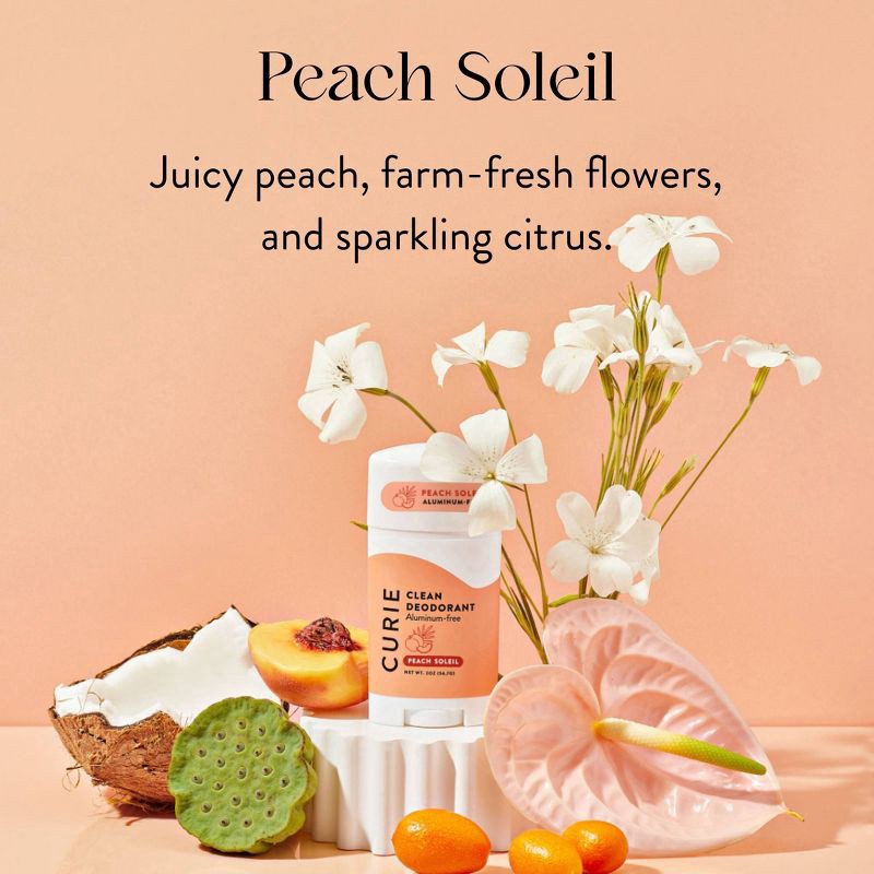 slide 2 of 3, Curie Solid Deodorant Stick Peach Soleil - Aluminum-Free 2oz, 2 oz