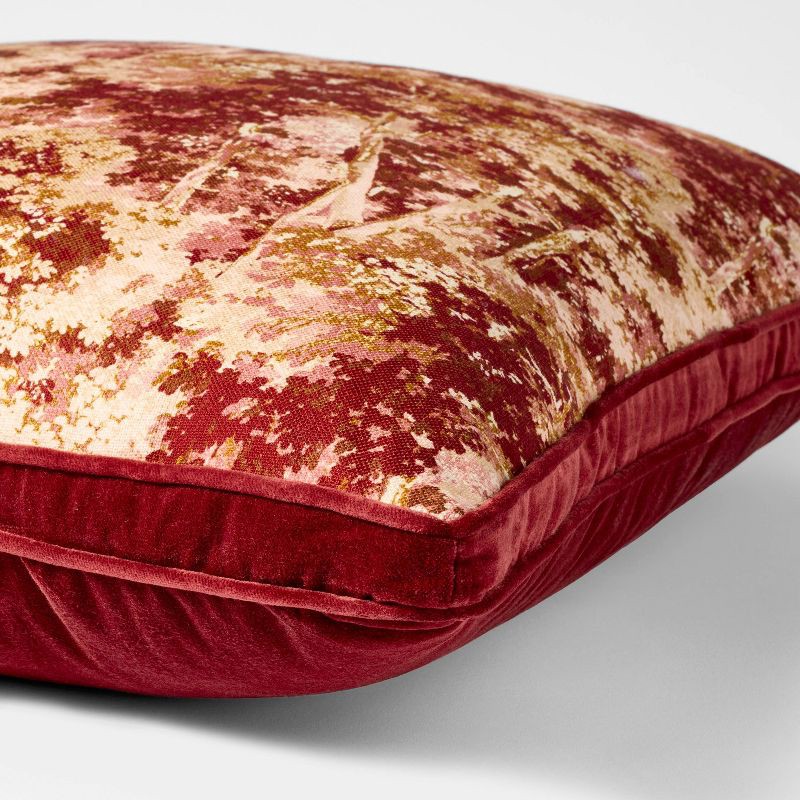 slide 3 of 3, Threshold designed w/Studio McGee 24"x24" Abstract Tree Printed Throw Pillow with Gusset Burgundy - Threshold™ designed with Studio McGee, 1 ct