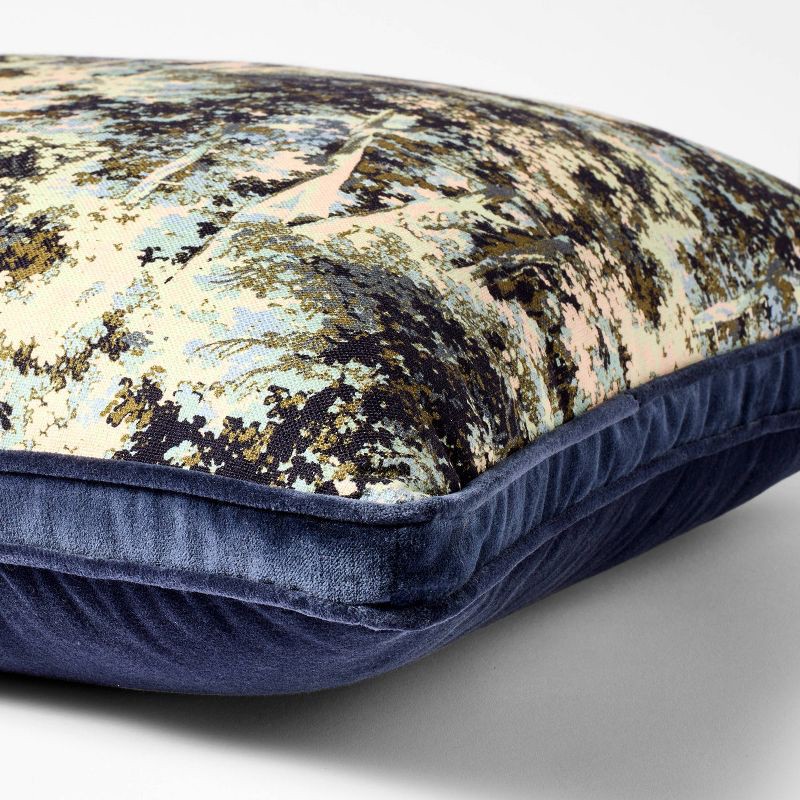 slide 3 of 3, Threshold designed w/Studio McGee 24"x24" Abstract Tree Printed Throw Pillow with Gusset Navy - Threshold™ designed with Studio McGee, 1 ct