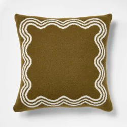 Threshold designed w/Studio McGee 24"x24" Jacquard Knit Pillow with Scallop Pattern Dark Olive - Threshold™ designed with Studio McGee