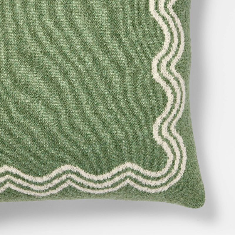 slide 2 of 3, Threshold designed w/Studio McGee 24"x24" Jacquard Knit Pillow with Scallop Pattern Bright Olive- Threshold™ designed with Studio McGee, 1 ct
