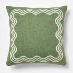 Threshold designed w/Studio McGee 24"x24" Jacquard Knit Pillow with Scallop Pattern Bright Olive- Threshold™ designed with Studio McGee