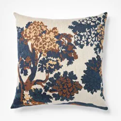 Threshold designed w/Studio McGee Cream-Navy-Olive Jacquard Tree Pillow 24x24 - Threshold designed with Studio McGee