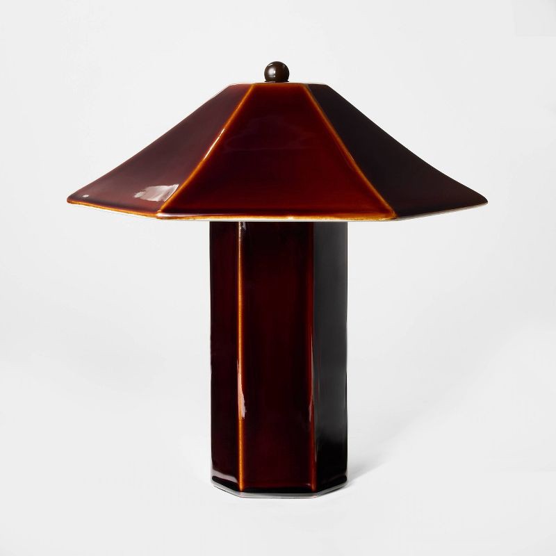 slide 1 of 4, Threshold designed w/Studio McGee Double Ceramic Table Lamp Maroon - Threshold™ designed with Studio McGee, 1 ct