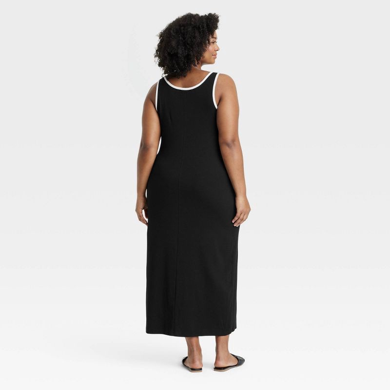 slide 2 of 3, Women's Knit Midi Tank Dress - A New Day™ Black/White XXL: Cotton Modal Blend, Sleeveless Pullover, Bodycon Style, 1 ct