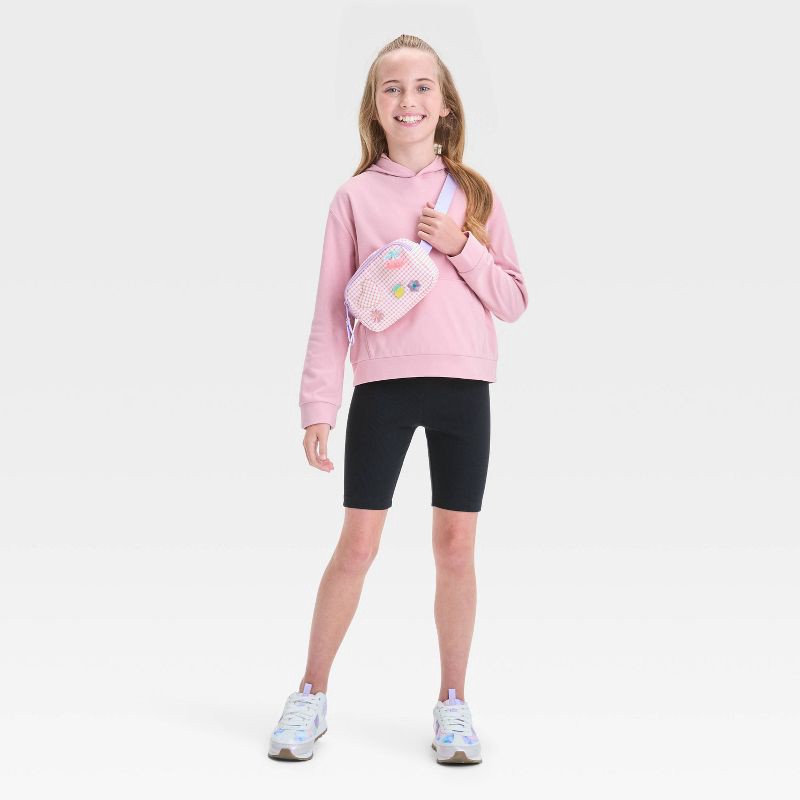 slide 3 of 3, Girls' Ribbed Bike Shorts - Cat & Jack™ Black M: Cotton Blend, Recycled Polyester, Spandex, Midweight, Pull-On Waist, 7" Inseam, 1 ct