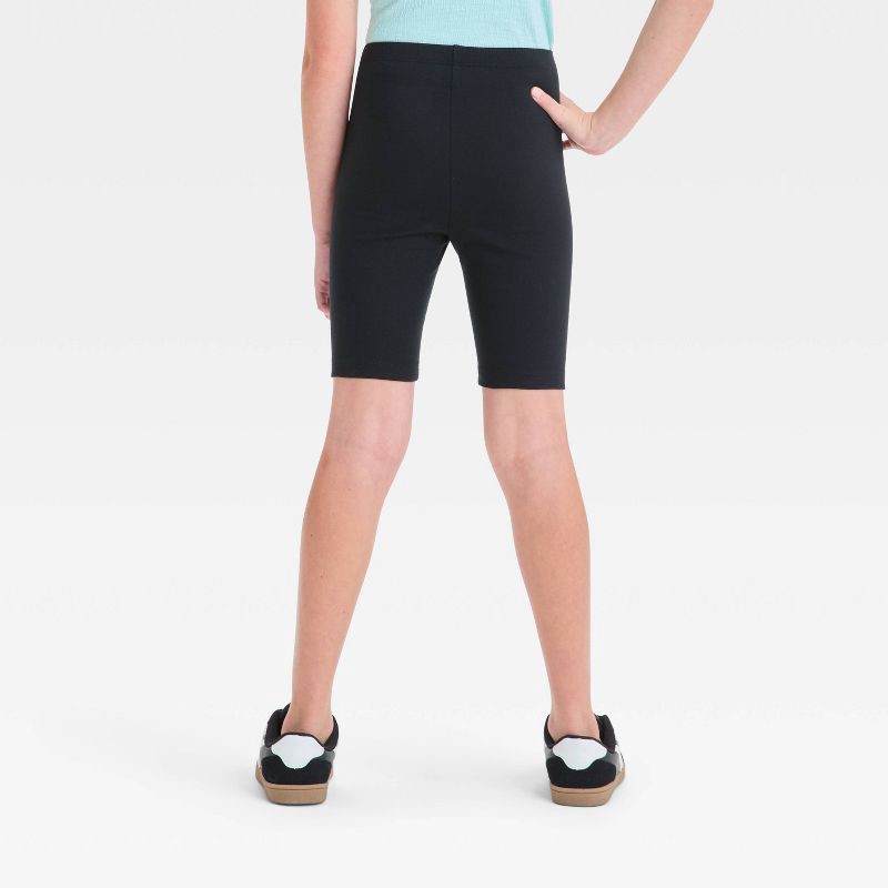 slide 2 of 3, Girls' Bike Shorts - Cat & Jack™ Black S: Cotton Spandex Blend, Slim Fit, High Rise, Elastic Waist, 6" Inseam, 1 ct