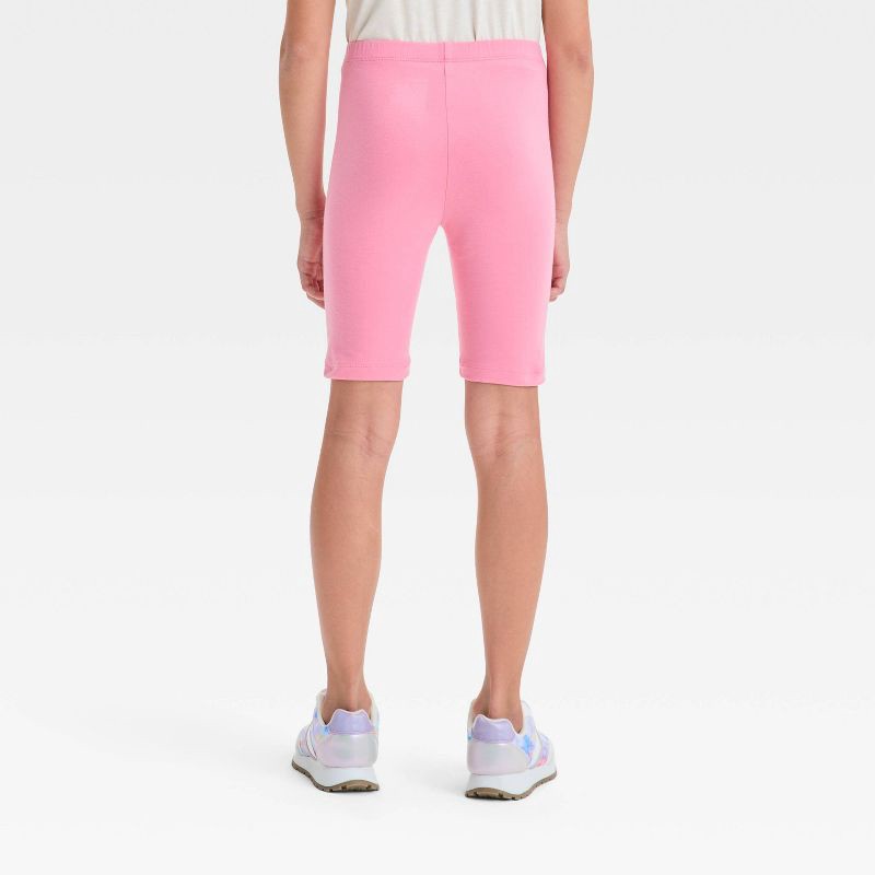 slide 2 of 3, Girls' Bike Shorts - Cat & Jack™ Medium Pink L: Cotton Spandex Blend, Slim Fit, High Rise, Elastic Waistband, 7.5" Inseam, 1 ct