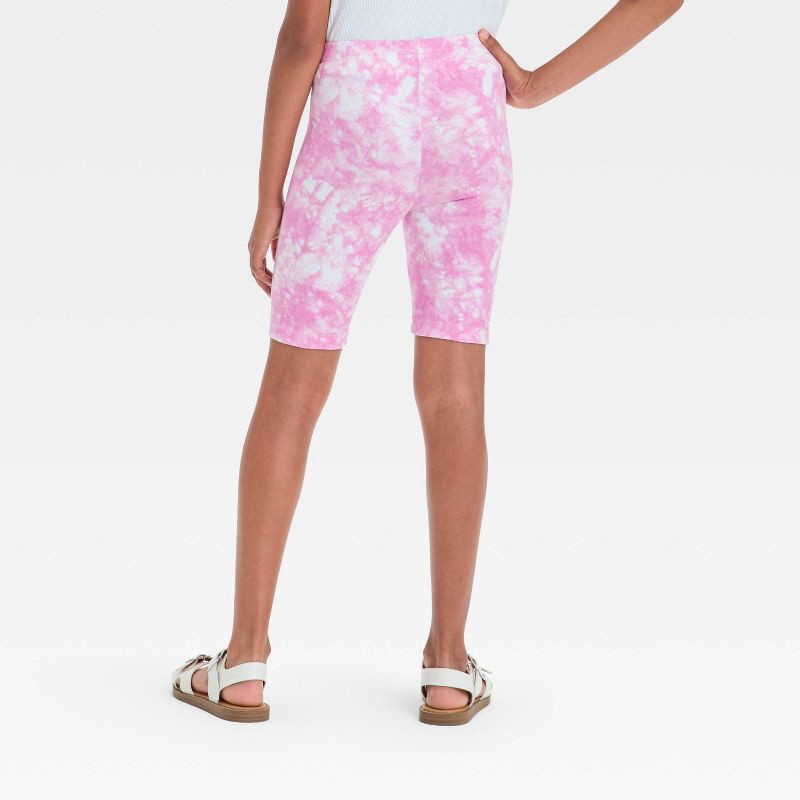 slide 2 of 3, Girls' 'Tie-Dye' Bike Shorts - Cat & Jack™ Mauve Purple XL: Cotton Spandex Blend, Slim Fit, High Rise, Elastic Waistband, 1 ct