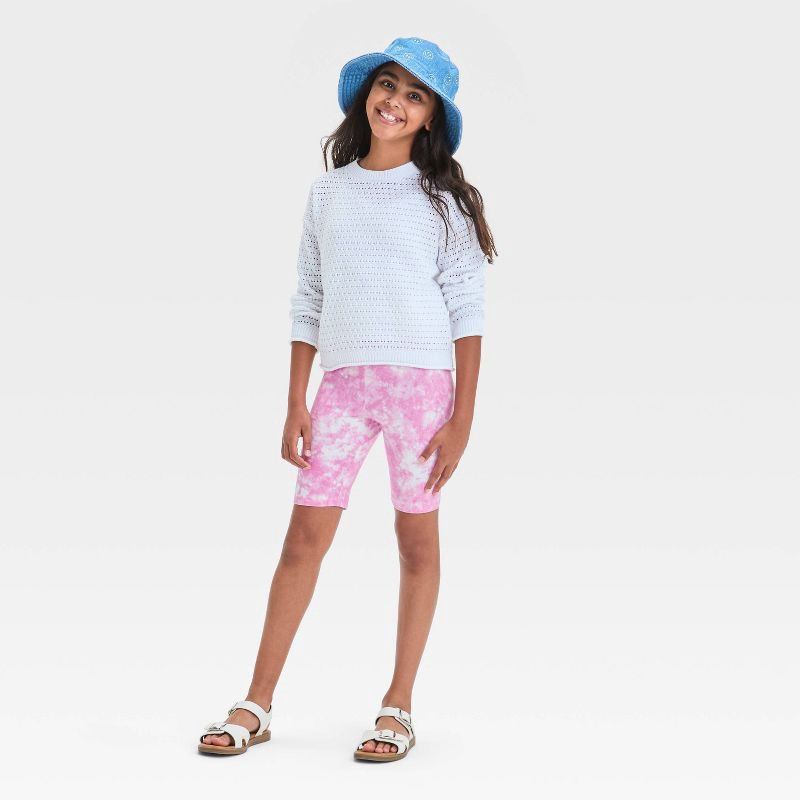 slide 3 of 3, Girls' 'Tie-Dye' Bike Shorts - Cat & Jack™ Mauve Purple XL: Cotton Spandex Blend, Slim Fit, High Rise, Elastic Waistband, 1 ct