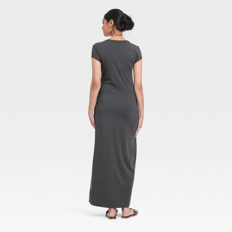slide 2 of 3, Women's Short Sleeve Knit Maxi Dress - A New Day™ Dark Gray S: Cotton Modal Spandex Blend, Crew Neck, Pullover, 1 ct