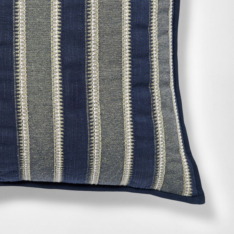 slide 2 of 3, Threshold designed w/Studio McGee 20"X20" Vertical Stripe Pillow Navy Green and Cream -Threshold™ designed with Studio McGee, 1 ct