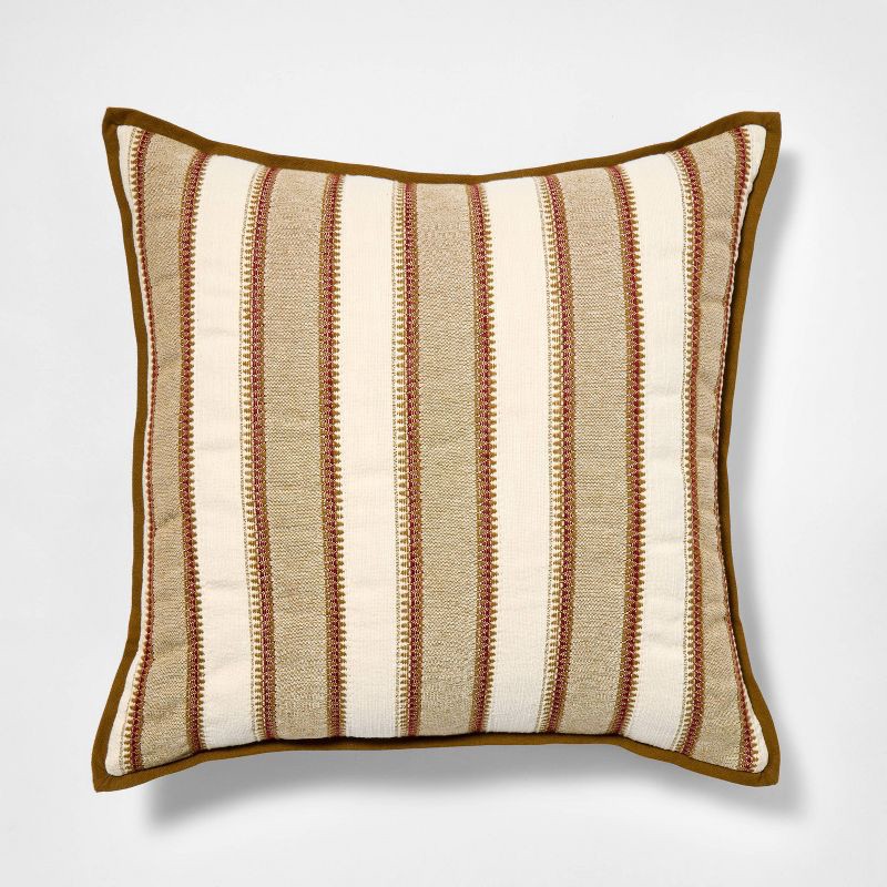 slide 1 of 3, Threshold designed w/Studio McGee Burgundy olive and cream vertical stripe pillow - 20x20 - Threshold designed with Studio McGee, 1 ct