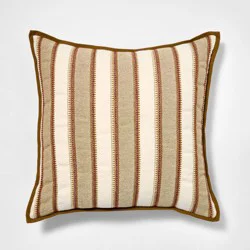 Threshold designed w/Studio McGee Burgundy olive and cream vertical stripe pillow - 20x20 - Threshold designed with Studio McGee