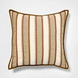 Threshold designed w/Studio McGee Burgundy olive and cream vertical stripe pillow - 20x20 - Threshold designed with Studio McGee