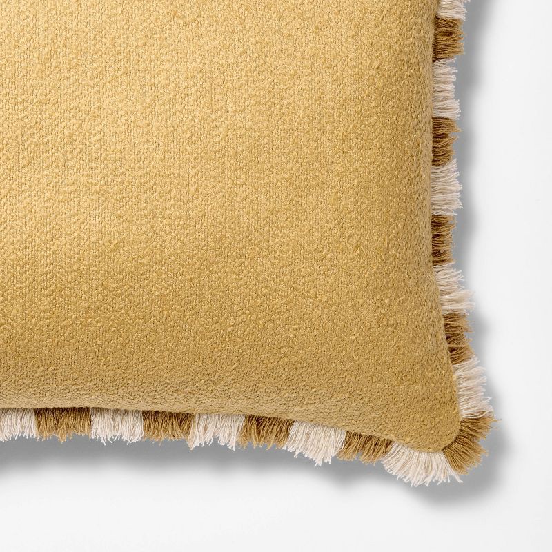 slide 2 of 3, Threshold designed w/Studio McGee 14"x20" Sold Texture Lumbar Throw Pillow with Stripe Fringe Tan - Threshold™ designed with Studio McGee, 1 ct