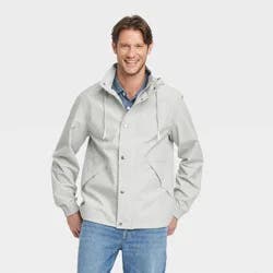 Men's Hooded Rain Coat - Goodfellow & Co™ Gray L: Wind-Resistant, Lightweight, Ripstop Fabric, Elastic Cuffs