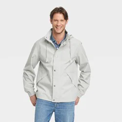 Men's Hooded Rain Coat - Goodfellow & Co™ Gray XL: Lightweight Wind-Resistant Ripstop Fabric, Elastic Banded Cuffs, Machine Washable