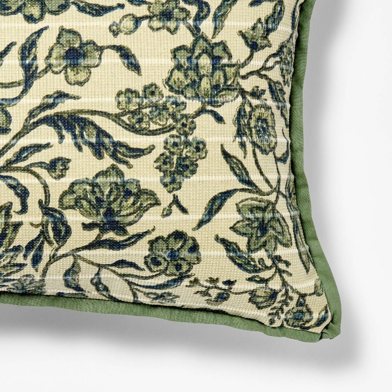 slide 2 of 3, Threshold designed w/Studio McGee 14"x24" Jacobean Floral Throw Pillow Green and Blue - Threshold™ designed with Studio McGee, 1 ct