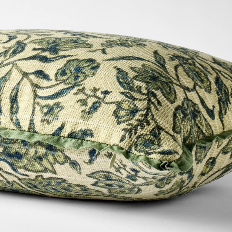 slide 3 of 3, Threshold designed w/Studio McGee 14"x24" Jacobean Floral Throw Pillow Green and Blue - Threshold™ designed with Studio McGee, 1 ct