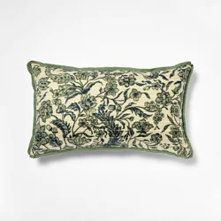 Threshold designed w/Studio McGee 14"x24" Jacobean Floral Throw Pillow Green and Blue - Threshold™ designed with Studio McGee