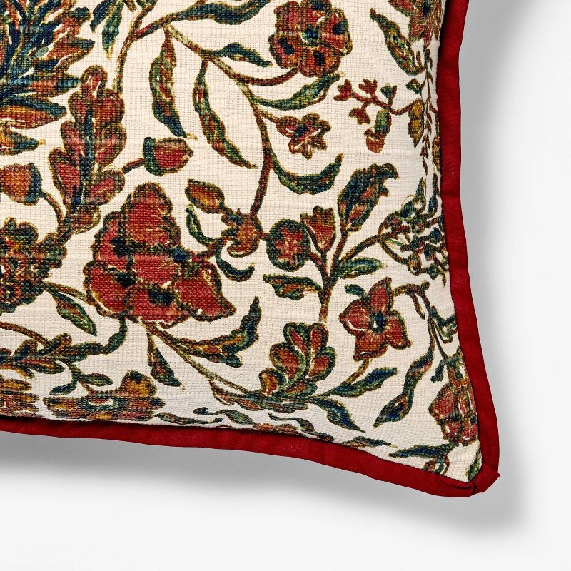 slide 2 of 3, Threshold designed w/Studio McGee 14"x24" Jacobean Floral Throw Pillow Cream and Burgundy - Threshold™ designed with Studio McGee, 1 ct