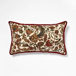 Threshold designed w/Studio McGee 14"x24" Jacobean Floral Throw Pillow Cream and Burgundy - Threshold™ designed with Studio McGee
