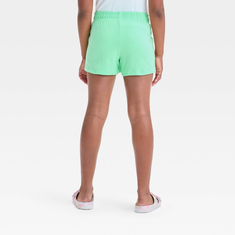 slide 2 of 3, Girls' Pull-On Knit Shorts - Cat & Jack™ Lime Green S: Elastic Waist, Tagless Design, 1 ct