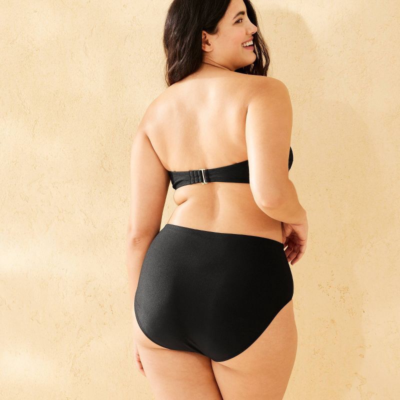 slide 5 of 9, Women's Metallic High Waist Full Coverage Bikini Bottom - Shade & Shore™ Black L: Recycled Polyester, Spandex, High Rise, Pull-On, 1 ct