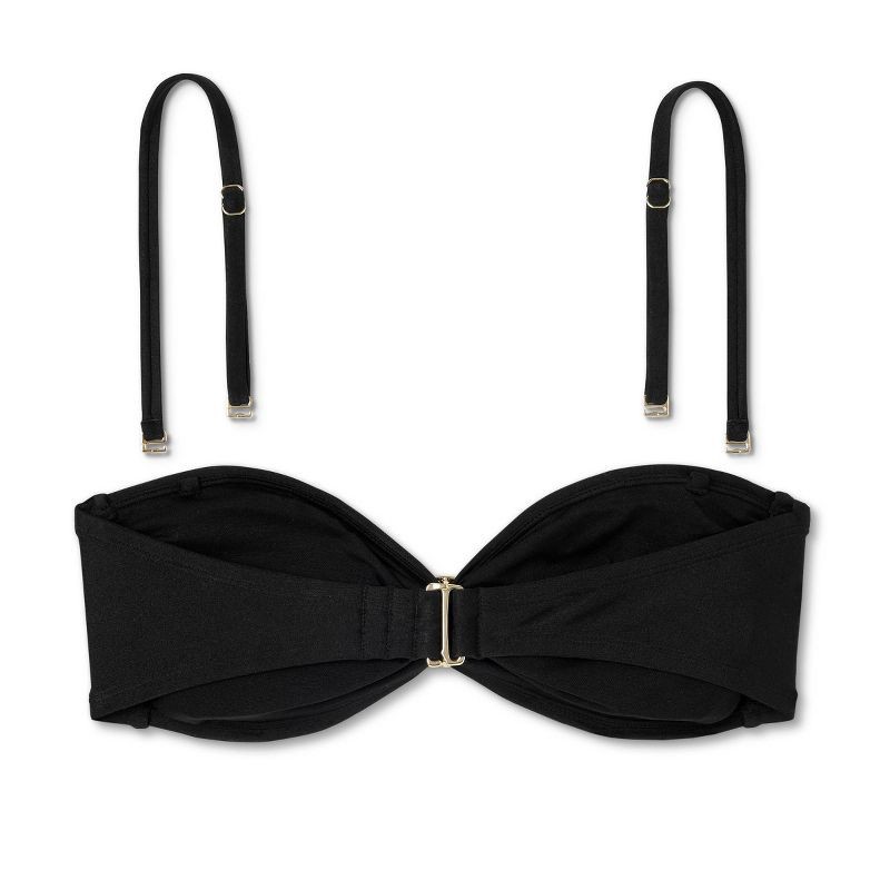 slide 9 of 9, Women's Metallic Shell Hardware Bandeau Bikini Top - Shade & Shore™ Black S: Recycled Polyester, Spandex, Adjustable Strap, 1 ct