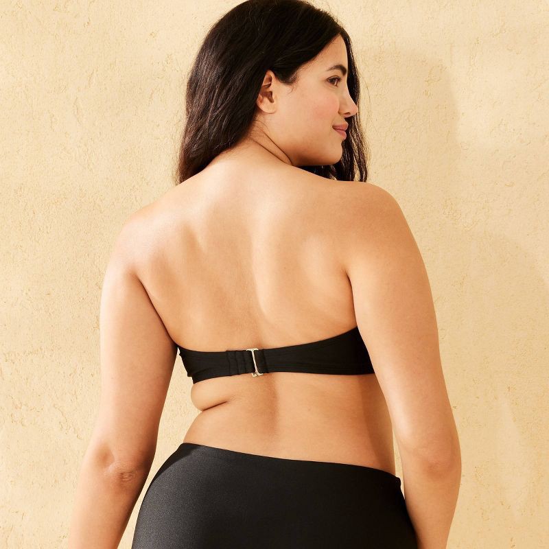 slide 5 of 9, Women's Metallic Shell Hardware Bandeau Bikini Top - Shade & Shore™ Black L: Recycled Polyester, Spandex, Adjustable Strap, 1 ct