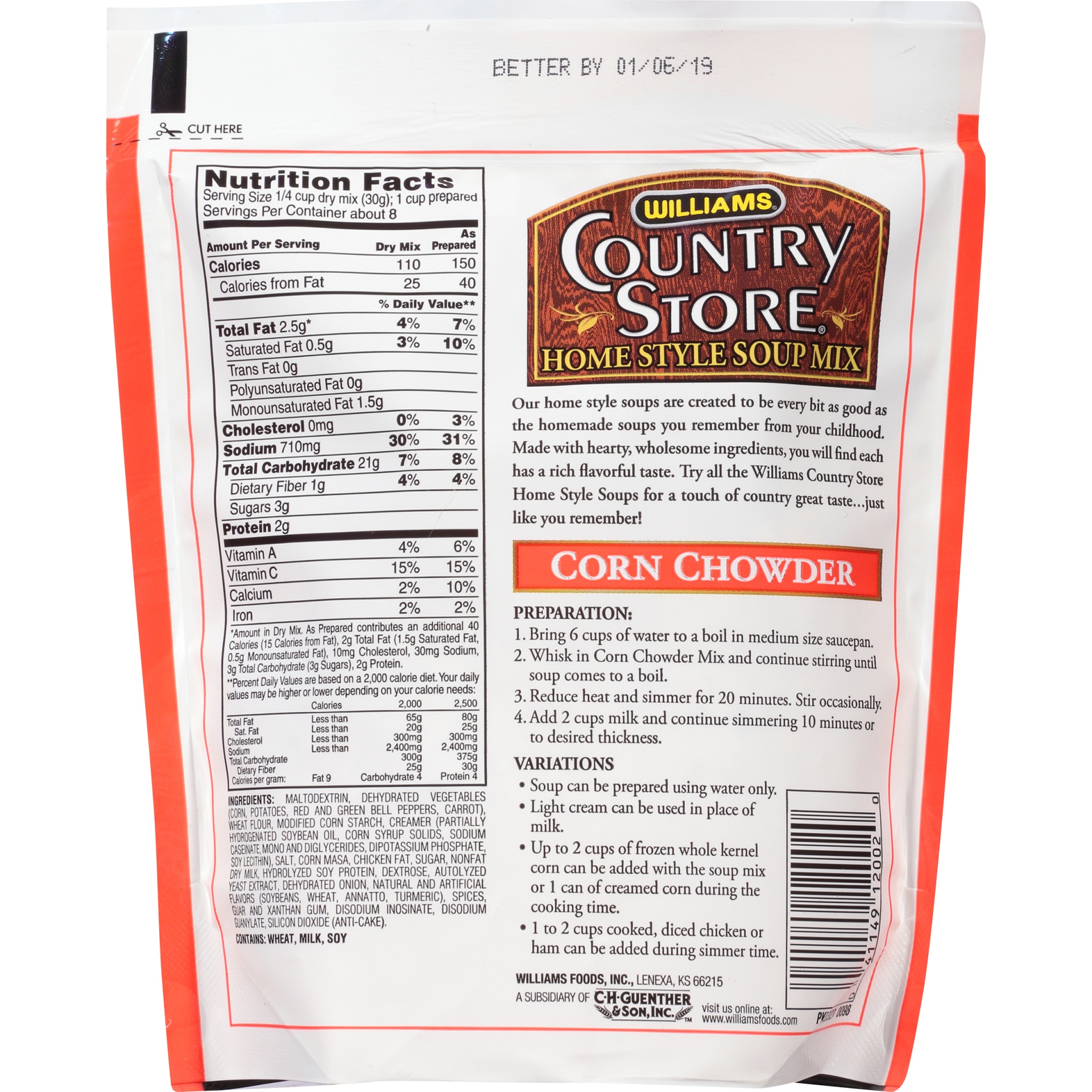 slide 4 of 6, Williams Country Store Corn Chowder Home Style Soup Mix, 8.4 oz