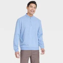 Men's Comfort Wear 1/4 Zip Sweatshirt - Goodfellow & Co™ Heather Blue XXL: Heavyweight French Terry, Turtle Neck