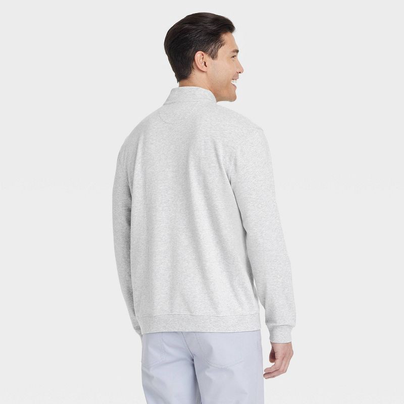 slide 2 of 3, Men's Comfort Wear 1/4 Zip Sweatshirt - Goodfellow & Co™ Heather Gray L: Heavyweight French Terry, Turtle Neck, 1 ct