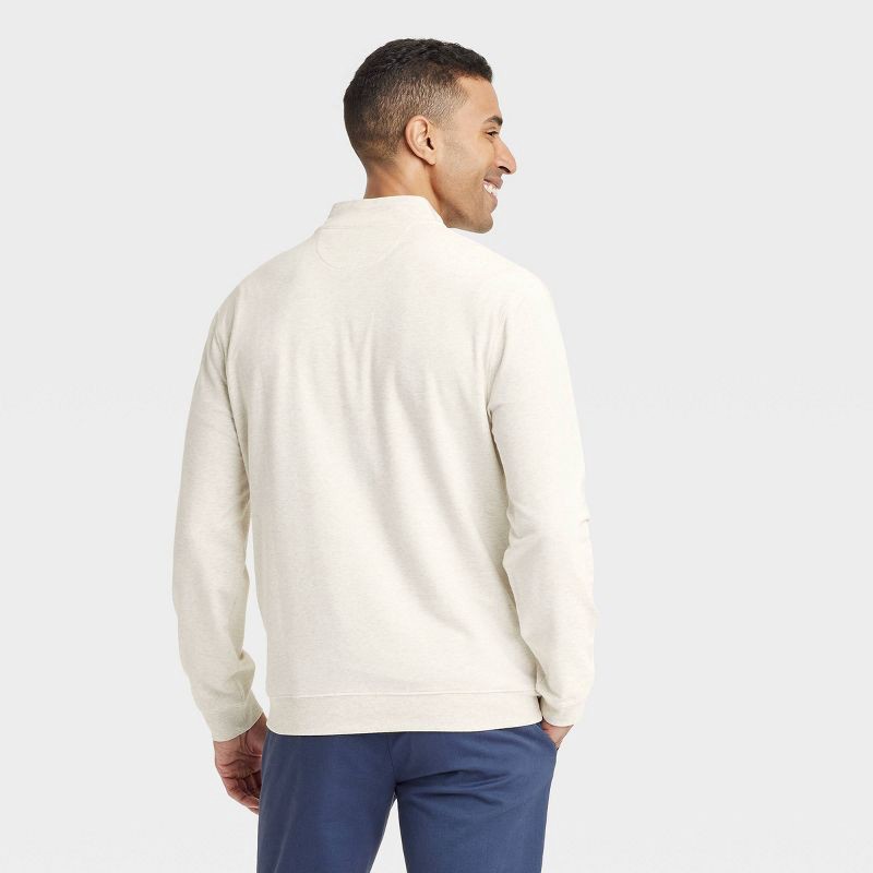slide 2 of 3, Men's Comfort Wear 1/4 Zip Sweatshirt - Goodfellow & Co™ Oatmeal L: Heavyweight French Terry, Turtle Neck, 1 ct