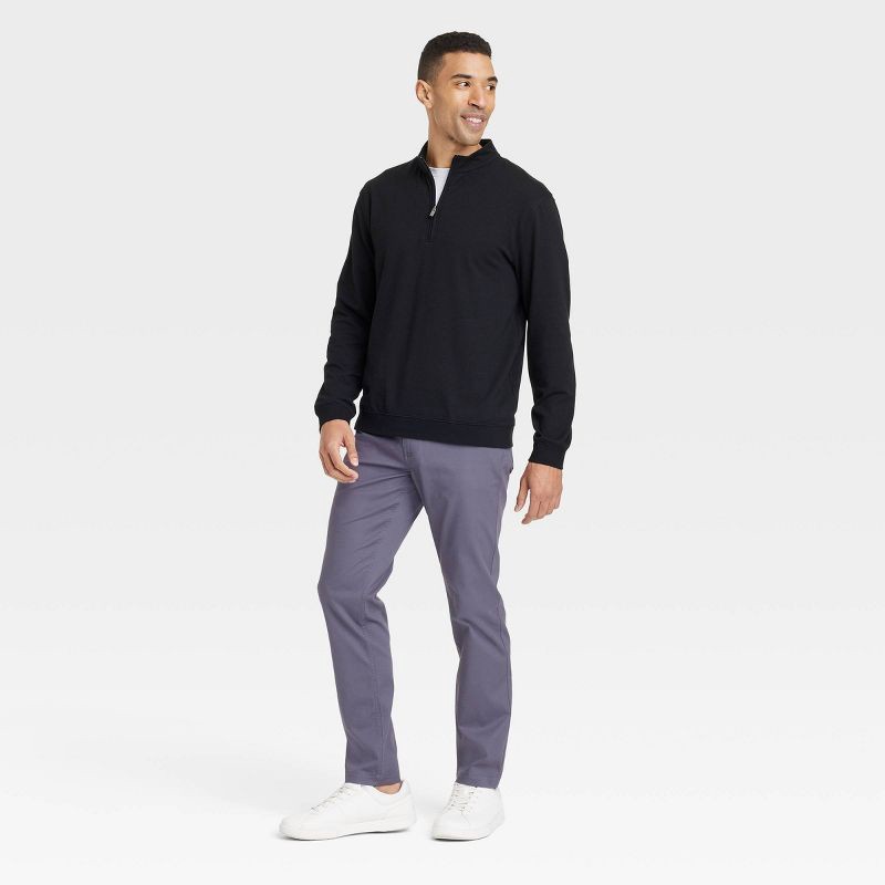 slide 3 of 3, Men's Comfort Wear 1/4 Zip Sweatshirt - Goodfellow & Co™ Black S: Heavyweight French Terry, Turtle Neck, 1 ct