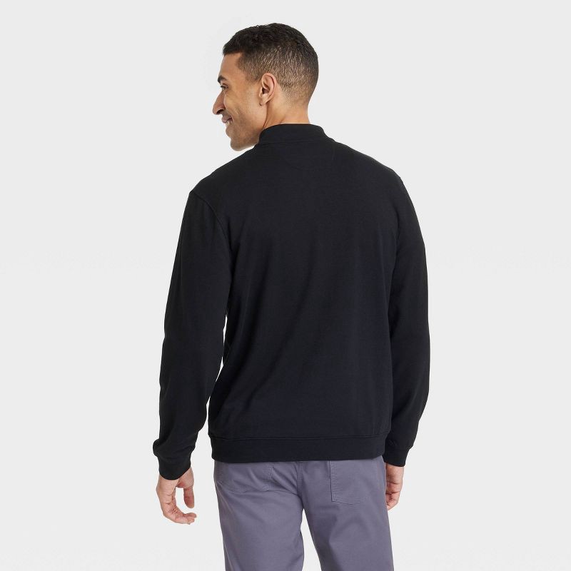 slide 2 of 3, Men's Comfort Wear 1/4 Zip Sweatshirt - Goodfellow & Co™ Black M: Heavyweight French Terry, Turtle Neck, 1 ct