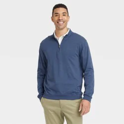 Men's Comfort Wear 1/4 Zip Sweatshirt - Goodfellow & Co™ Navy Blue XXL: Heavyweight French Terry, Turtle Neck, Ribbed Cuff