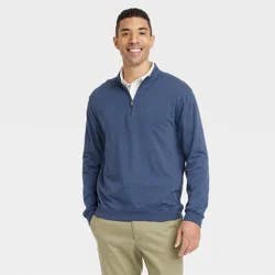 Men's Comfort Wear 1/4 Zip Sweatshirt - Goodfellow & Co™ Navy Blue XXL: Heavyweight French Terry, Turtle Neck, Ribbed Cuff
