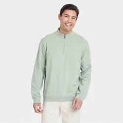 Men's Comfort Wear 1/4 Zip Sweatshirt - Goodfellow & Co™ Sage Green L