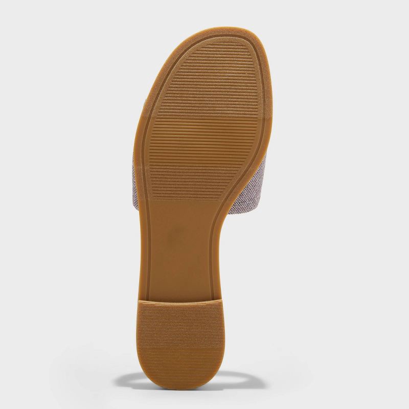 slide 4 of 4, Women's Nehemia Beaded Canvas Slide Sandals - A New Day™ Navy Blue 6: Slip-On, Open Toe, Block Heel, 1 ct