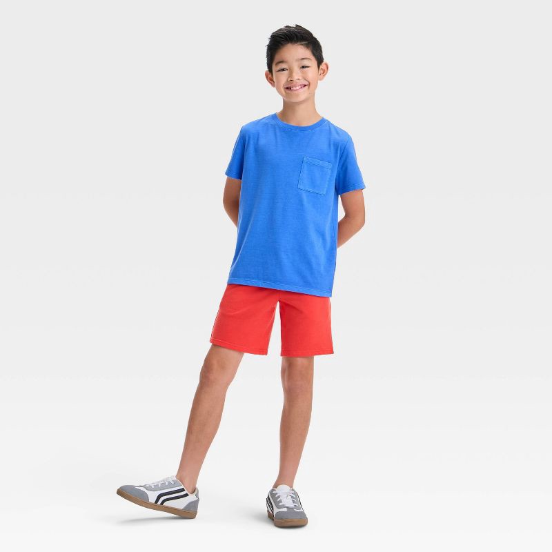 slide 3 of 3, Boys' Short Sleeve Washed Pocket T-Shirt - Cat & Jack™ Blue XL: Casual Pullover, Below Hip, 1 ct